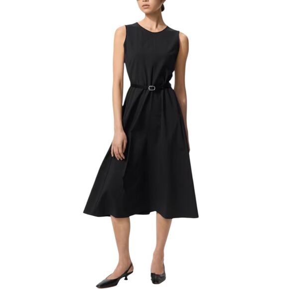 Uniqlo x Theory Black Sleeveless A-Line Swing Dress Lightweight With Pockets, M - Picture 1 of 11